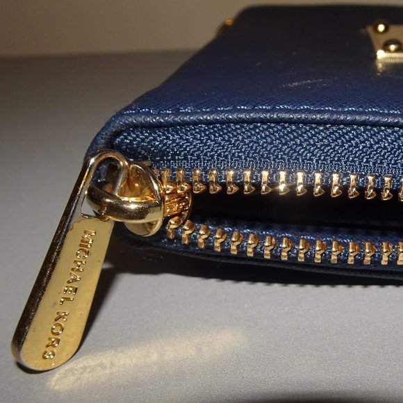 Michael Kors Navy Leather Zip Around Wallet - Picture 5 of 8